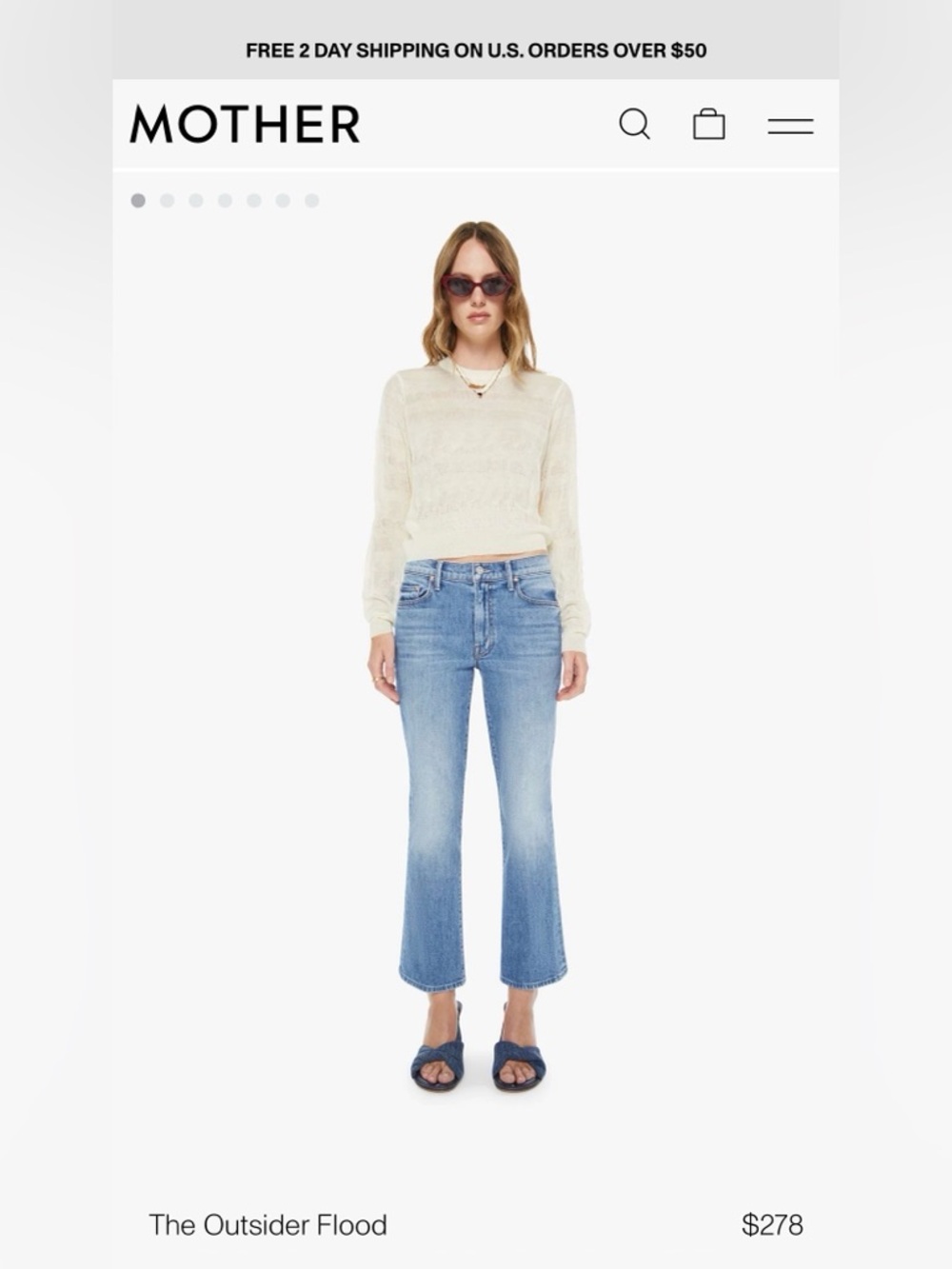 MOTHER outsider flood Jeans